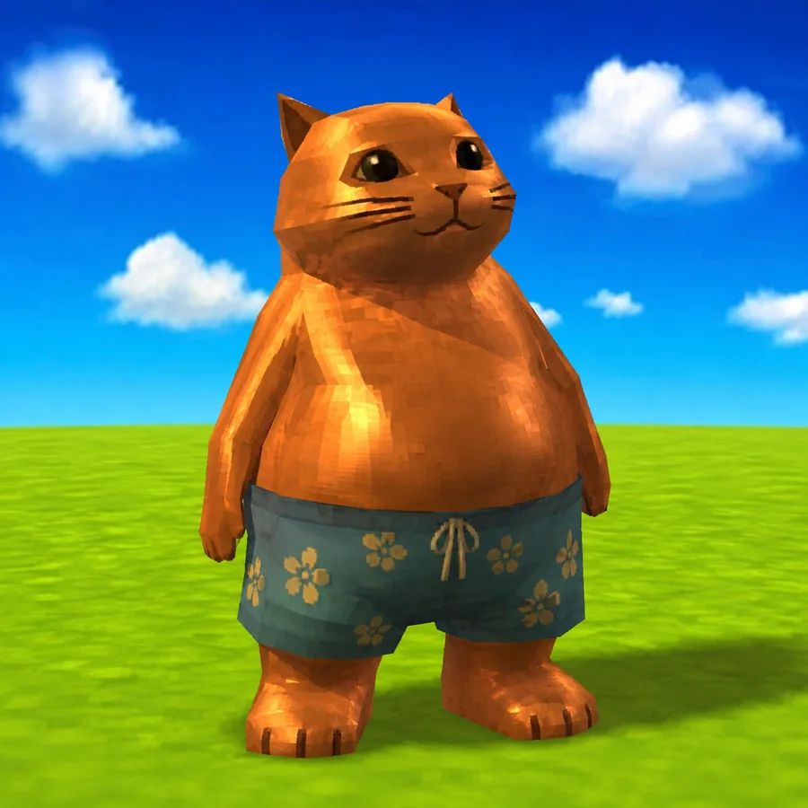 The cat in a green field